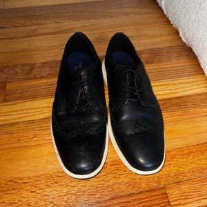 Cole Haan Men's Black Leather Oxfords with White Soles